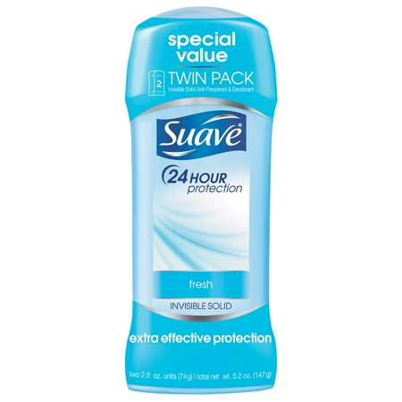 Suave Shower Fresh Antiperspirant Deodorant, 2.6 oz, Twin Pack
