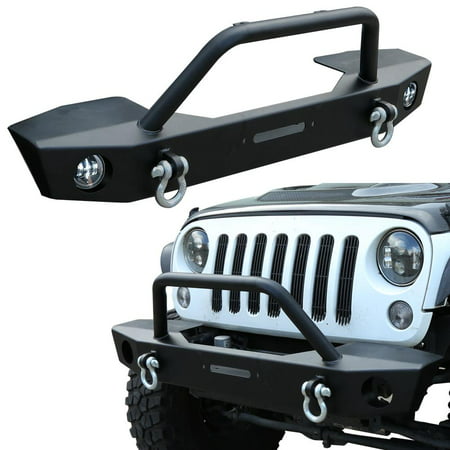 WALFRONT Fits for 2007-2019 Jeep Wrangler Jk Textured Black Front Bumper with Winch Plate  , Bumper for Jeep Wrangler JK,  Front Bumper for Jeep Wrangler (Best Jk Rear Bumper)