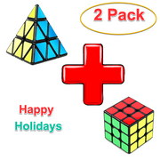 Play Stay-at-Home Holiday Gift Magic Cube Speed Cube Set, Puzzle Cube, Toy Pyraminx Pyramid Cube Triangle Square for Children Adults 3"x3", 2"x2" (Cube Triangle)