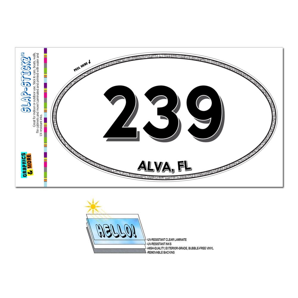 239 Alva Fl Florida Oval Area Code Sticker Walmart Com Walmart Com