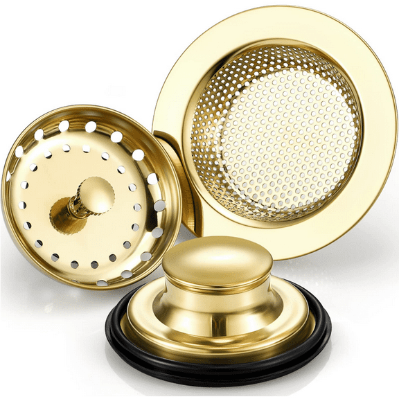 3 Pcs Kitchen Sink Drain Strainer and Stopper Stainless Steel Garbage Disposal Plug with Handle Universal Anti-Clogging Kitchen Sink Filter Sieve Basket Strainer