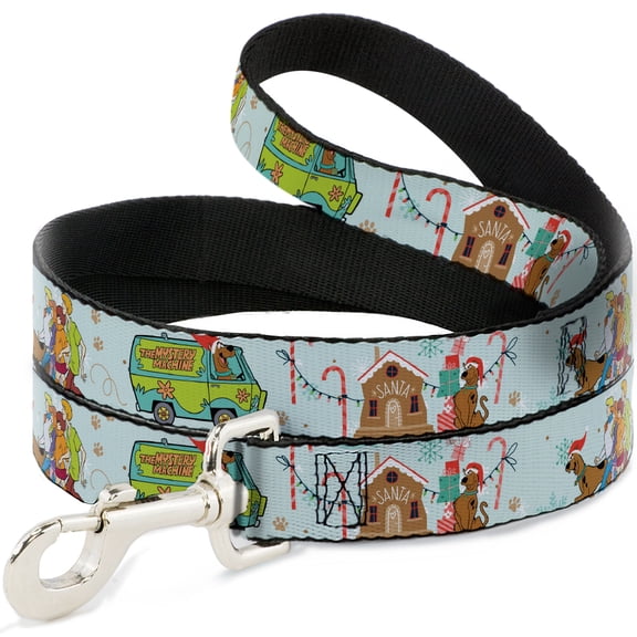 Scooby Doo Pet Leash, Dog Leash, Scooby Doo Holiday Scenes and Icons Baby Blue, 4 Feet Long 0.5 Inch Wide