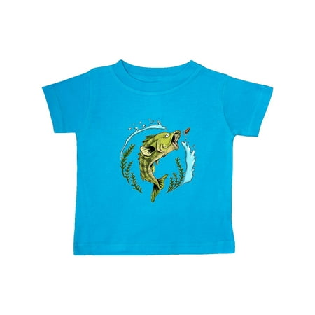 

Inktastic Leaping Bass Fish- fishing illustration Gift Baby Boy or Baby Girl T-Shirt