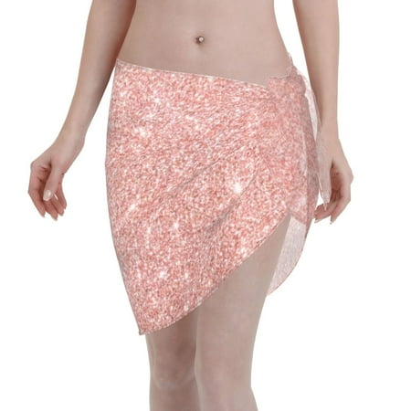 Ocsxa Rose Gold Pink Glitter Print Sarong Coverups For Women Bathing Suit Wrap Swimsuit Skirt Beach Bikini Cover Up Swimwear