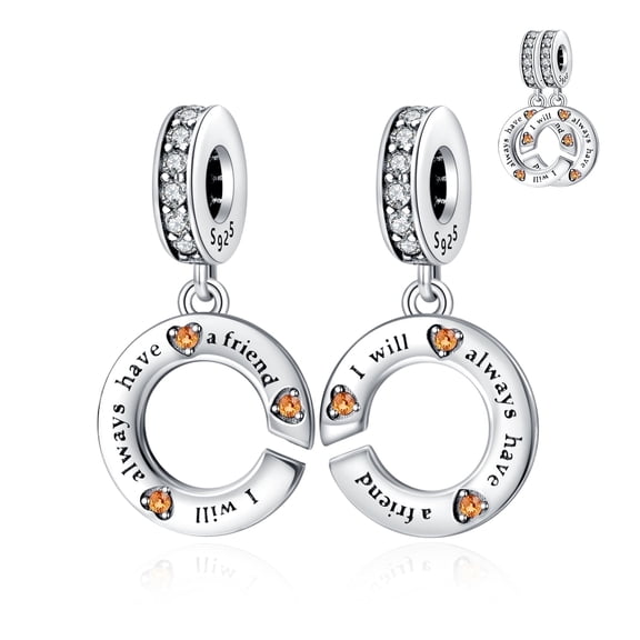 ROSIANNA 925 Sterling Silver Charm for Bracelets Friendship Together Dangle Charms Women Bracelet Charm