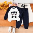 thumbnail image 2 of felwors Unisex Baby Boy Girl Cute Animal Print Sweatshirt&Pant Clothing Set Toddlers Outfits Set for Spring Autumn (Dark Blue,2-3 Years ), 2 of 4