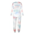 thumbnail image 6 of Women's Pajamas Lounge Set Casual Soft Tie Dye Crewneck Long Sleeve Top and Pants 2 Piece Outfits Pjs Sleepwear Ladies Clothes, 6 of 6