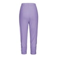 thumbnail image 4 of USNSM Capri Leggings for Women Summer Casual Stretch Knee Workout Running Yoga Capris Slim Fit Lightweight Wrinkles Pants Purple M, 4 of 6