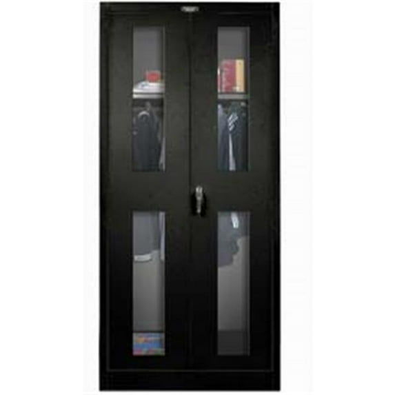 Hallowell 435W24SVA-ME 400 Series Stationary SV Wardrobe Cabinet, 36W in. x 24D in. x 72H in. , 708 Midnight Ebony, Single Tier, Double Safety-View Door, 1-Wide, Assembled