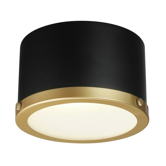 Better Homes & Gardens 1- Light 6.5" Flush Mount Light Matte Black and Glass Shade with Bulbs