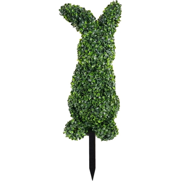 Artificial Boxwood Bunny Topiary for Easter, Green Bunny-Shaped Outdoor Decorations, Spring Porch & Patio Decor, Easter Garden Accent - 28.7 Inch
