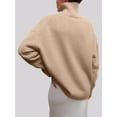 thumbnail image 2 of Women'S High Neck Sweaters Loose Fit Fall Winter Pullover Jumper Tops Shallow Khaki L, 2 of 4