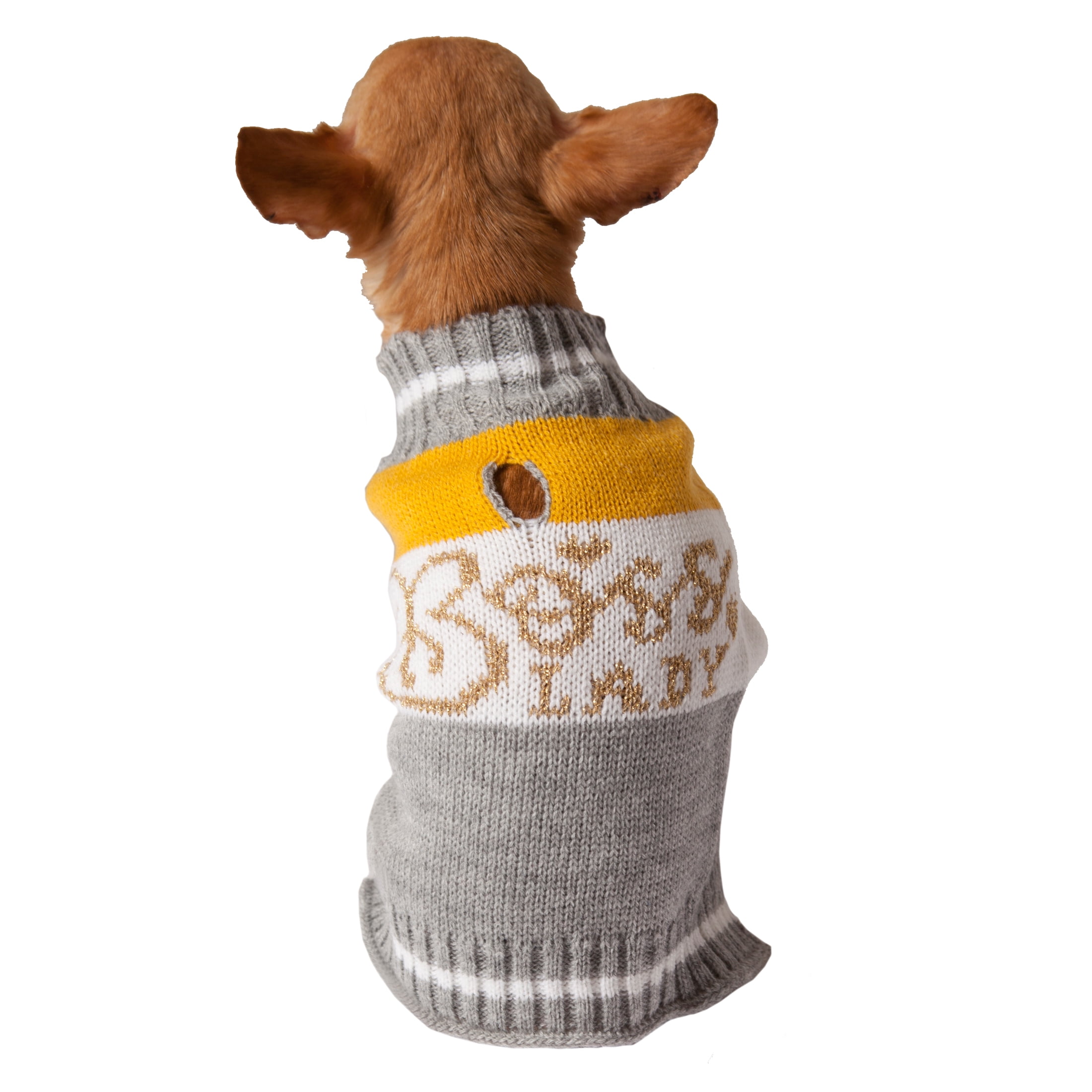 Vibrant Life Fall Gray & Mustard Boss Lady Dog Sweater
