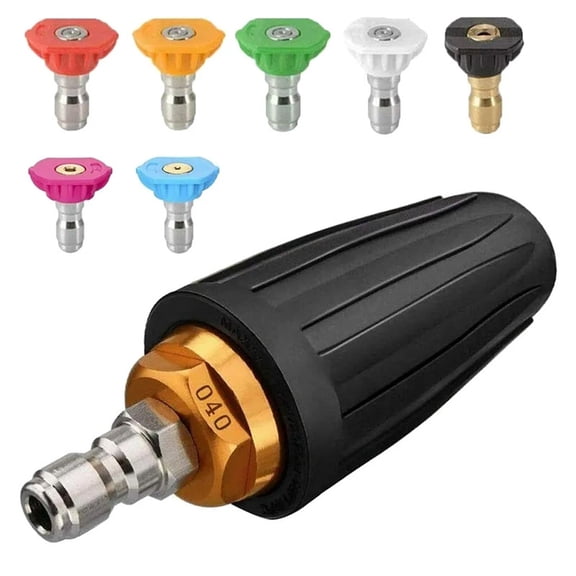 Turbo Nozzle Pressure Washer Pressure Washer Tips 1/4" Quick Connect with 7 Power Washer Nozzle Tips Kit Multiple Degrees for Car Concrete Brick