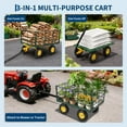 thumbnail image 3 of Garvee 1500 Lbs Heavy Duty Steel Garden Dump Cart, Garden Wagon Cart on Wheels, Outdoor Metal Yard Yard Trailer Utility Wagon Carts with and Mesh Removable Sides and 180°Rotating Handle,Green, 3 of 6