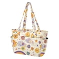 thumbnail image 2 of FORMRS Tote Bag for Women Quilted Large Capacity Travel Work Carry On Shoulder Handbag, Beige Retro Rainbow, 2 of 7