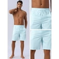 thumbnail image 4 of DARING DIVA Men's Drawstring Waist Beach Striped Swimwear Shorts 30 Light Blue, 4 of 6