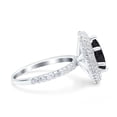 thumbnail image 2 of Halo Art Deco Marquise Ring Black CZ 925 Sterling Silver Size 8, 2 of 6