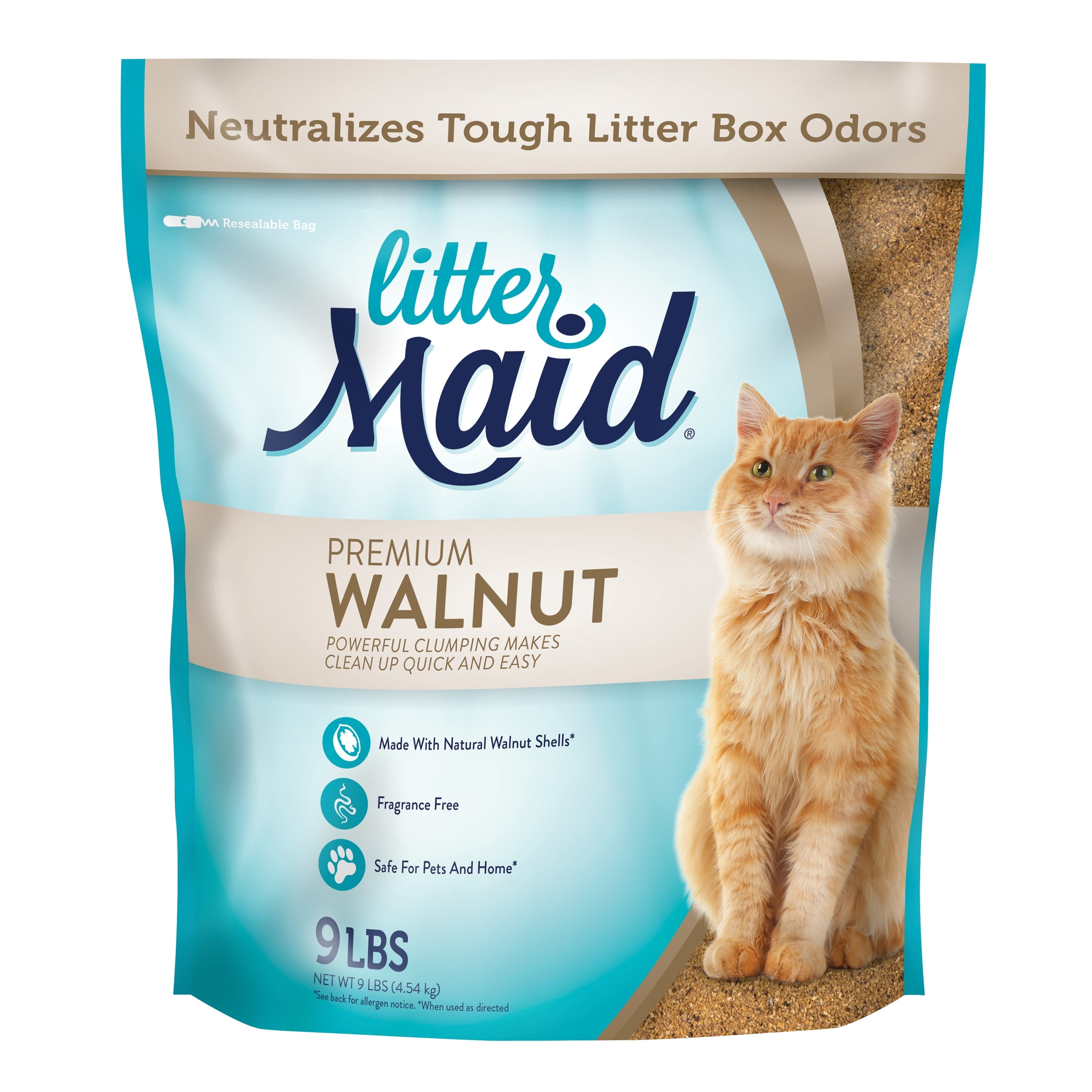 Littermaid Natural Premium Walnut Clumping Cat Litter, 9 lb. Walmart