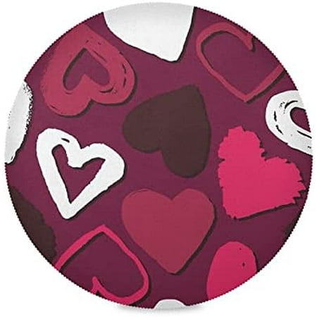 

Hidove Valentine s Day Love Heart Round Placemasts Set of 1 Non-Slip Heat Resistant Place Mats Washable Kitchen Dining Table Mats 15.4 Inch