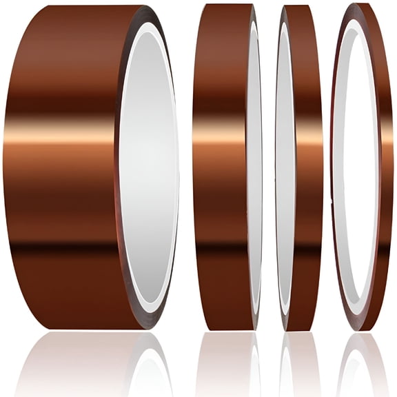 ICERUN 2026 New Heat Resistant Tape 4 Rolls High Temperature Tape Sublimation Tape 4 Sizes Polyimide Film Adhesive Tape for Heat Transfer Vinyl 3D Printing Soldering Electronics Masking Pcb