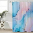 thumbnail image 4 of Light Pink Blue Marble Shower Curtain Set ，Waterproof Fabric Shower Curtains Modern Art Abstract Gold Texture Ombre Shower Curtains for Bathroom,Bathroom Decor 54x"78", 4 of 6