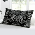 thumbnail image 4 of Black Grey Floral Throw Pillow Cover Case, Couch Sofa Bed Pillowcase, Soft Decorative Lumbar Pillow Protector, Abstract Flowers Leaves Art Ombre 12x20Inch Reversible Pillow Shams with Zipper, 4 of 6