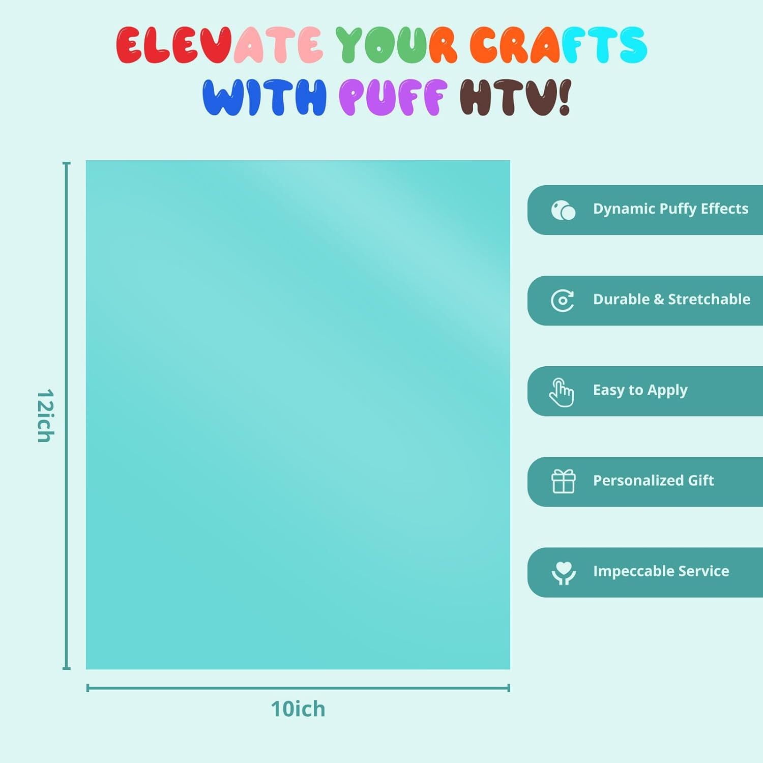 HTVRONT 3D Puff Vinyl Heat Transfer - 12 Sheets Puff HTV Vinyl in 11 Assorted Colors for T-Shirts, 3D Puff Iron on Vinyl & Cameo, Easy to Cut & Weed & Transfer - 12"x10"