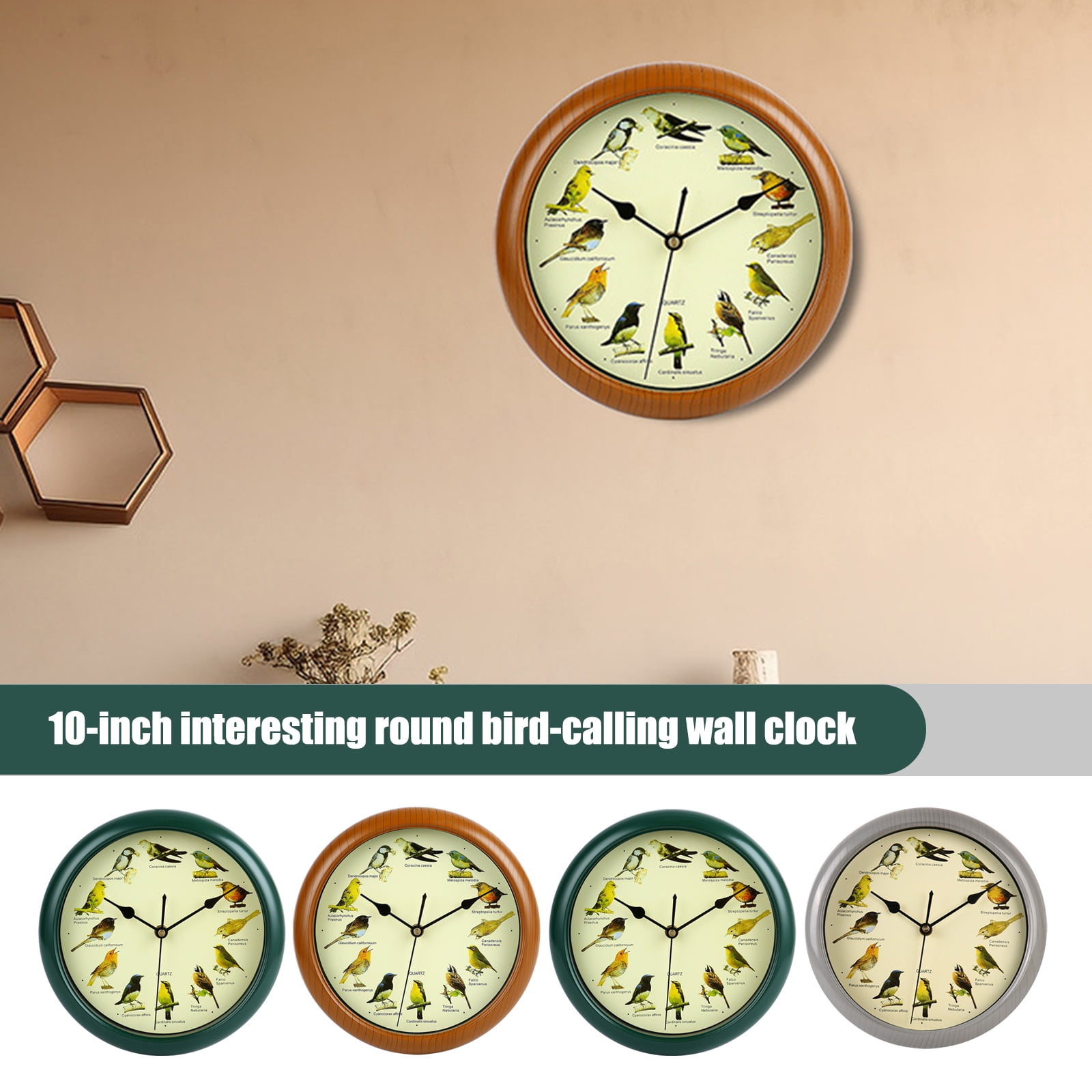 10 Inch Round Wall Clock, Creative Bird Singing Hourly Chime Timekeeper with Nature Sound Melodies photo 10 Inch Round Wall Clock, Creative Bird Singing Hourly Chime Timekeeper with Nature Sound Melodies