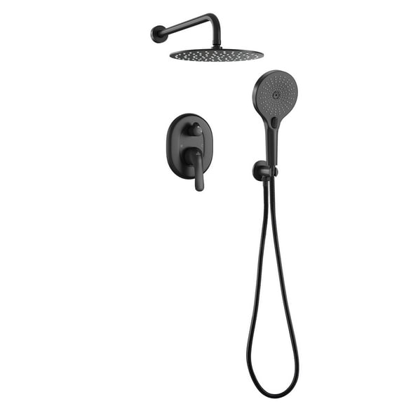 CASAINC Matte Black 10 in. Wall Mount Handheld Shower Head with 2-Spray Pattern, 1.8 GPM