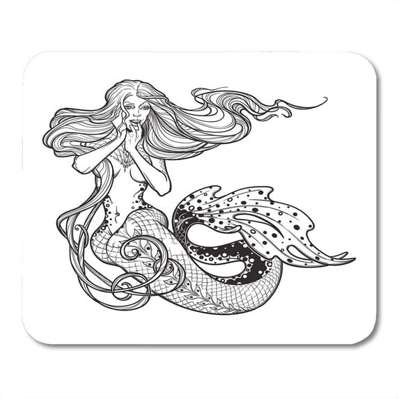 SIDONKU Beautiful Mermaid Girl Sitting Sensual and Dangerous Ocean Siren in Retro Sea Fantasy Spirituality Mousepad Mouse Pad Mouse Mat 9x10 inch