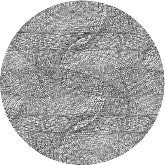 Ahgly Company Indoor Round Patterned Silver Gray Area Rugs, 5' Round