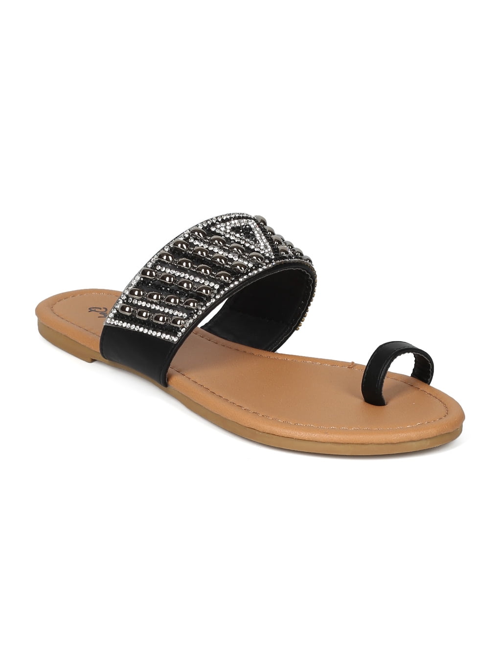 qupid embellished flat sandals