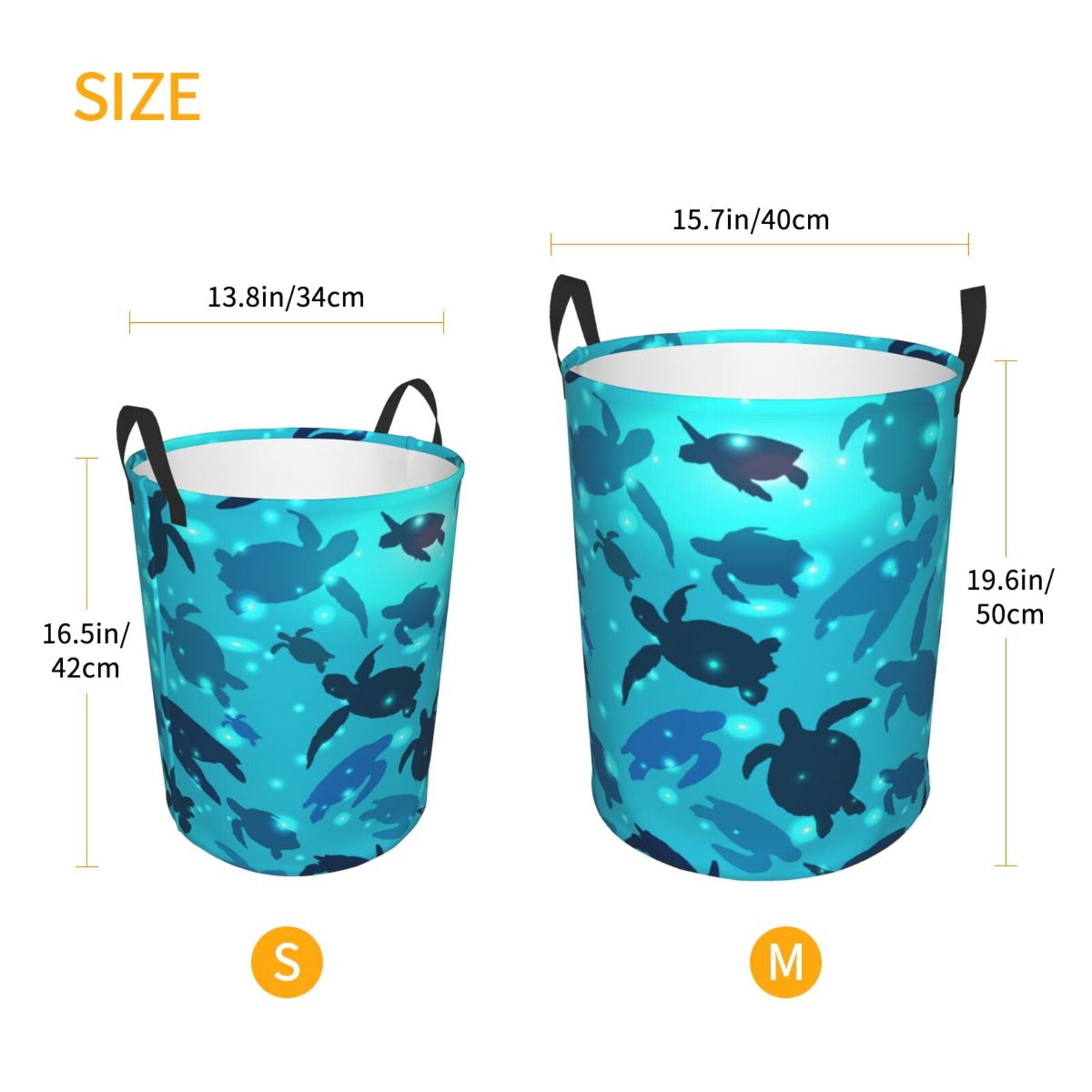Large Laundry Basket with Handles - World Turtle Day Kids Baby Dirty Clothes Laundry Hamper for Bedroom Aesthetic