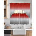 thumbnail image 2 of Red Gray Ombre Kitchen Curtains Swag Valance and Tier Curtains Set 36 Inch Length, Modern Gradient Abstract Art Rod Pocket Drape Panels Pair Swag Curtains for Bathroom/Cafe/Window, 2 of 6