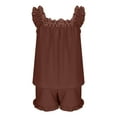 thumbnail image 7 of SMihono Womens Pajamas Set 2 Piece Ruffle Pj Soft Tank Top and Shorts Sleepwear Set Bridal Pajama for Women Set Brown L, 7 of 7