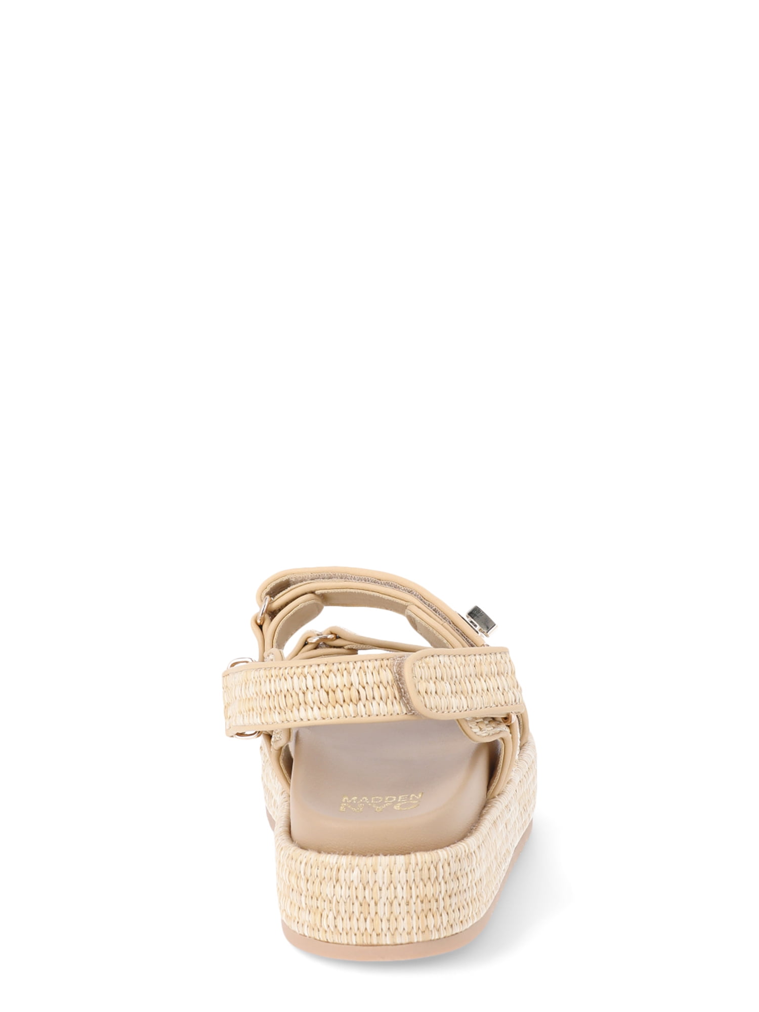 Madden NYC Women’s Raffia Flatform Sandals with Adjustable Straps