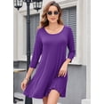 thumbnail image 5 of Casual Fall Dresses for Women, 3/4 Sleeve T Shirt Dress Crew Neck Flowy Loose Fits Swing Dress with Pockets, M, 5 of 9