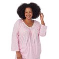 thumbnail image 7 of Aria Women's 100% Cotton 3/4 Sleeve V-Neck Top and Pant Pajama Set, 2pc Set, Sizes S-3X, 7 of 7