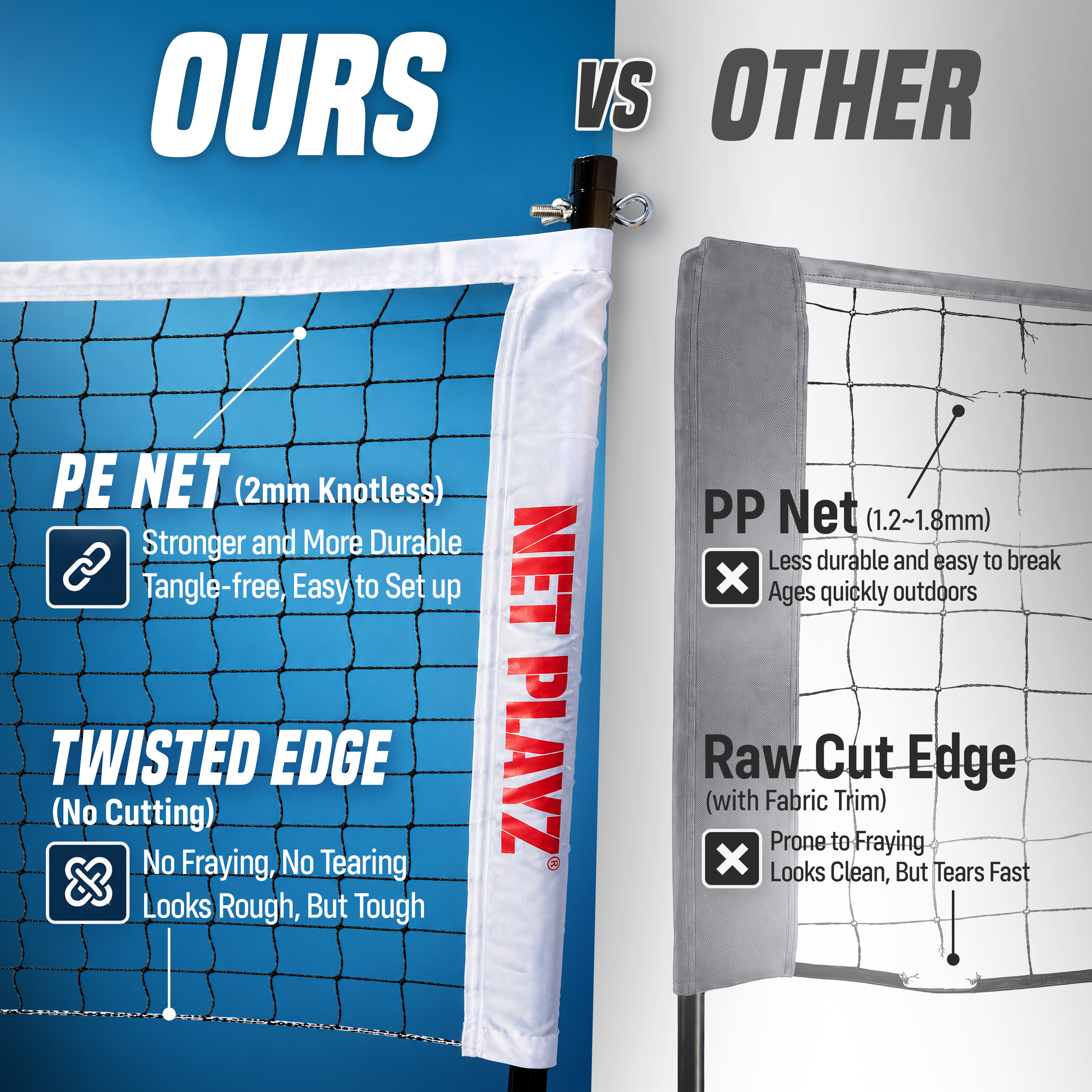 Net Playz 12ft Adjustable Badminton Net, Multi-Sport for Backyard Outdoor Play with Bag
