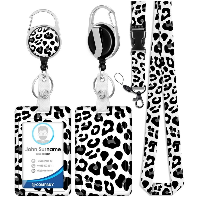 ID Badge Holder with Lanyard and Retractable Badge Reel Clip, Snow