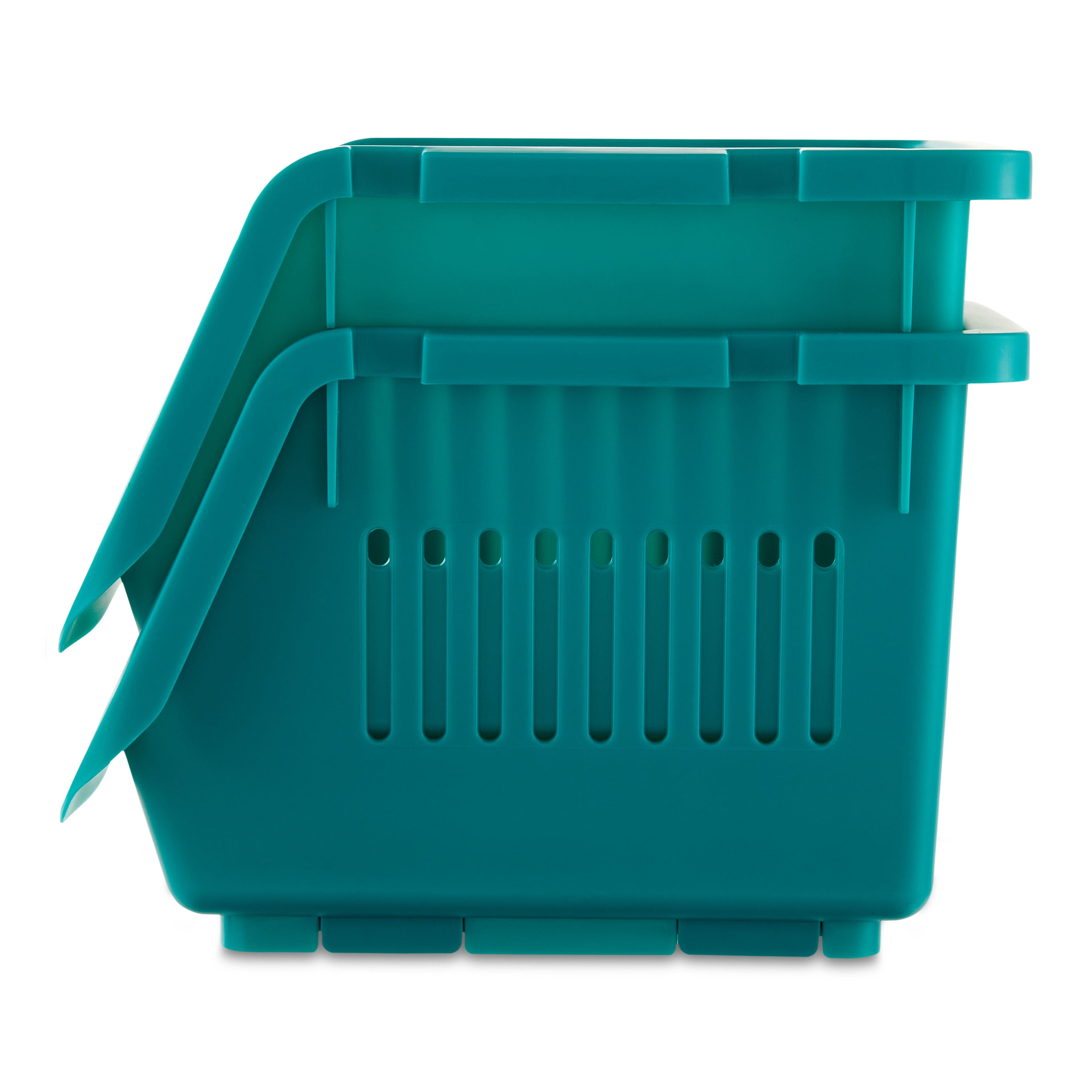 Pen + Gear Stackable Polypropylene, Plastic Storage Bins, Emerald, 2 Count, All Ages