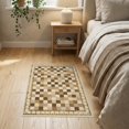 thumbnail image 3 of ODIKA 2'x3' Washable Accent Rug Pet Friendly, Bedside Mat Beige Frame Plaid Checkerboard Motif Contemporary Grid Print for Bedroom, Nursery, RV, 3 of 7
