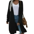 thumbnail image 4 of Women's Casual Open Front Knit Cardigans Long Sleeve Midi Sweater Coat, 4 of 5