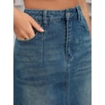 thumbnail image 5 of DARING DIVA Women's Denim Split Back Pockets Pencil Midi Jean Skirts Small Retro Blue, 5 of 7