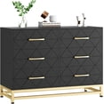 thumbnail image 1 of Bingirl Commode de Chambre : Commode Double à 6 Tiroirs, Coffre Moderne en Bois, Table de Chevet pour Garde-Robe, Chambre de Bébé et Salon (Noir), 1 of 6