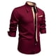 thumbnail image 1 of Blusa y camisa de manga larga con cuello vuelto para hombre, informal, a la moda, con botones sólidos, de poliéster, de manga larga y cuello vuelto., 1 of 9
