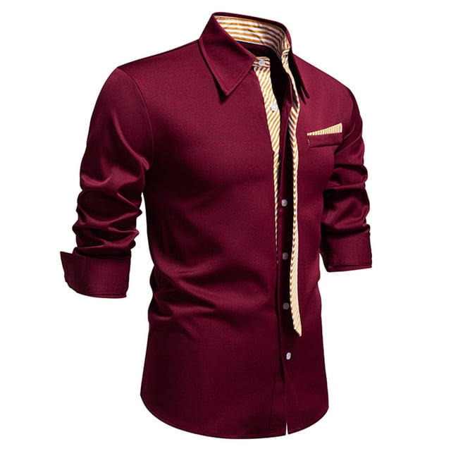 Seeotter Men's Casual Dress Shirt Long Sleeve Regular Fit Business Button up Shirt