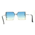 thumbnail image 4 of Leaf Rhinestone Rimless Rectangle Square Butterfly Sunglasses Gold Blue Yellow, 4 of 4