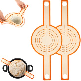 Oval Silicone Bread Sling Mat For Dutch Oven - Reusable, Non-Stick Baking Helper With Handles (Grey)